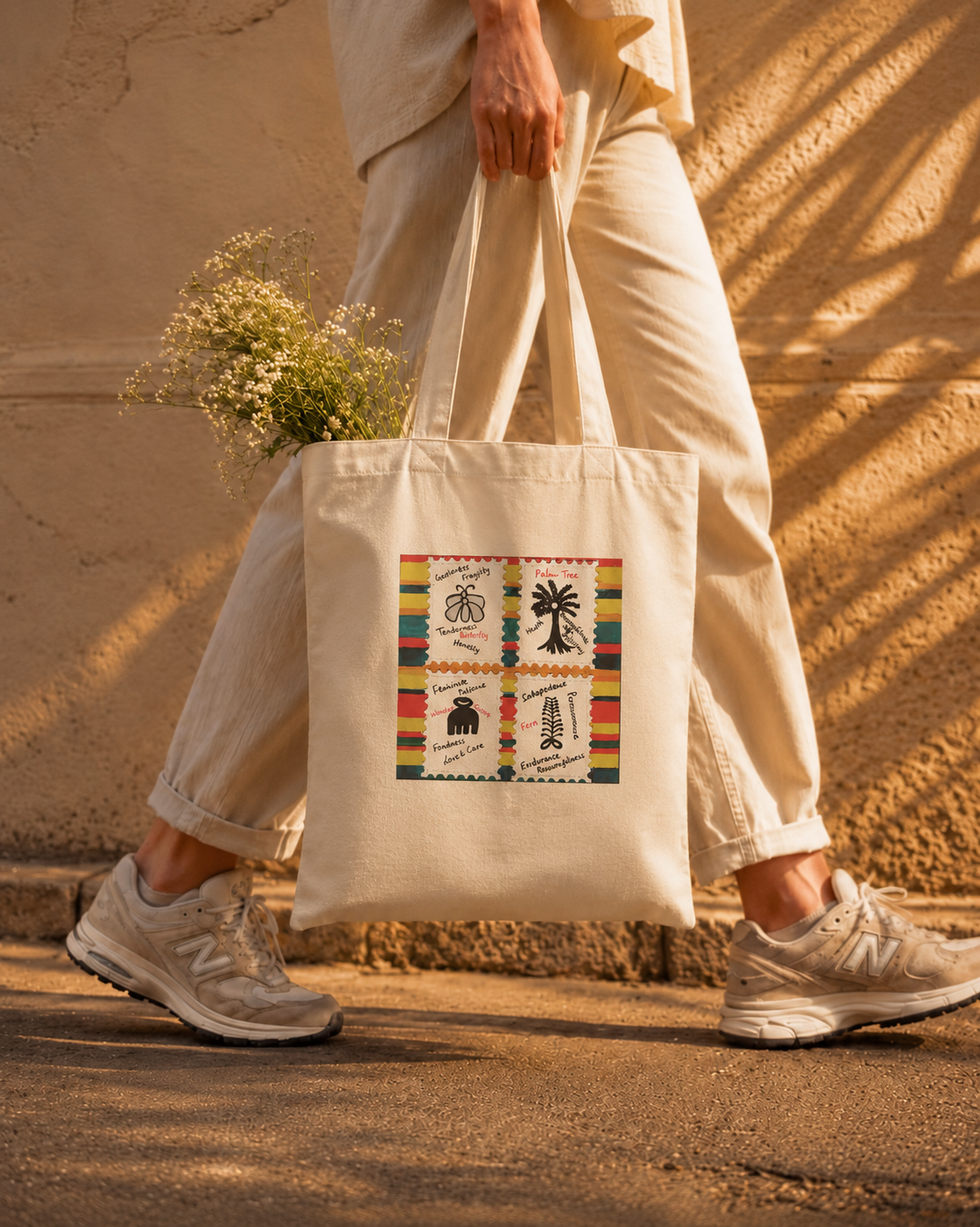 Person carrying tote bag